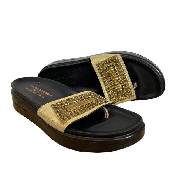 Donald J. Pliner FIFI Slide Sandal in Gold Beading size 7 Narrow - Picture 1 of 10